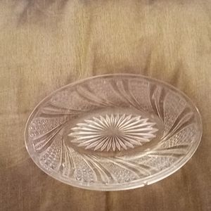 Vintage small oval pressed glass dish.